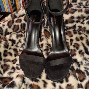 PrettyLittleThing black strappy block heel sandals